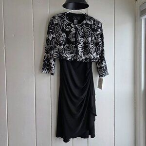 NEW Alex Evenings 2 Piece Black and White Sequin Dress Size 6